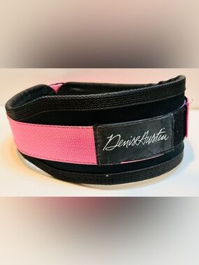 Denise Austin Waist Trimmer Belt Pink Black Workout Waist Trainer 20”